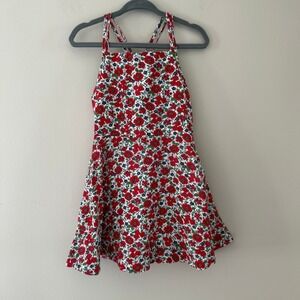 Polo Ralph Lauren Girls 2T Floral Linen Blend Crisscross Strap Dress Red White‎
